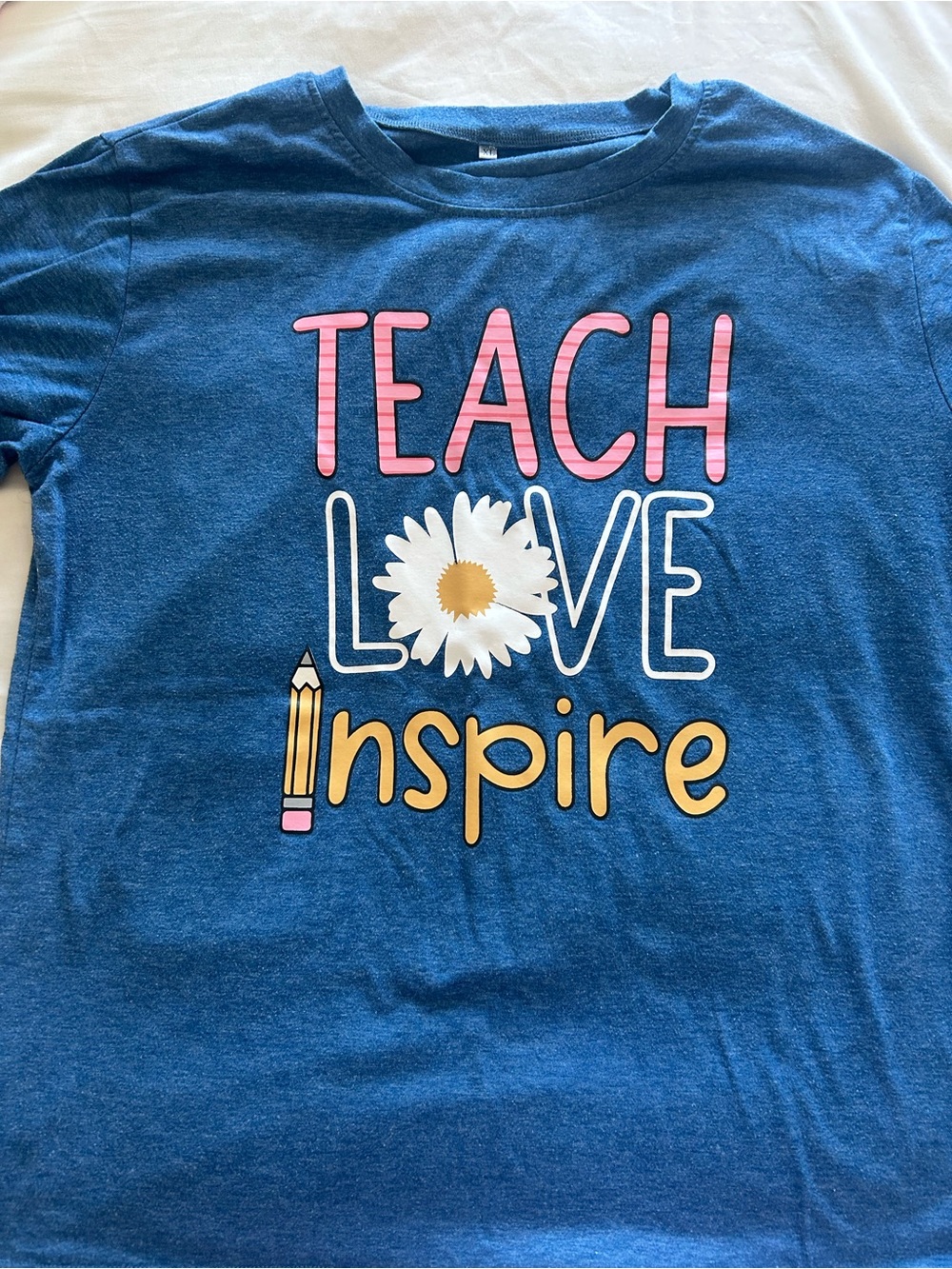 Blue 'Teach Love Inspire' Graphic Tee